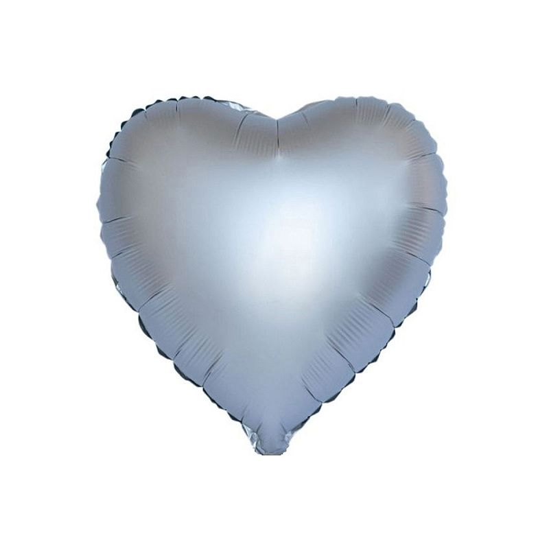 Воздушный шар, 45см, ПатиБум, "Сердце. Серебро", фольгированный