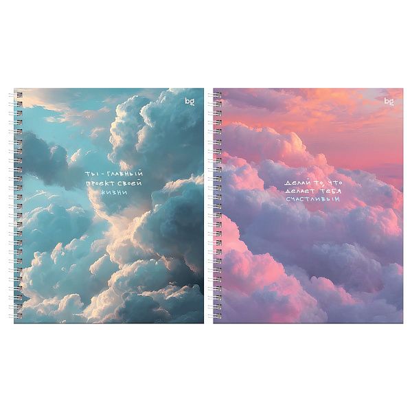 Тетрадь 80л., А5, клетка на гребне BG "Невесомость", soft-touch ламинация, твердая обложка
