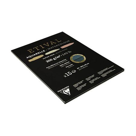Альбом для акварели, 15л., А3, на склейке Clairefontaine "Etival", 300г/м2, торшон, холод. пресс., черный