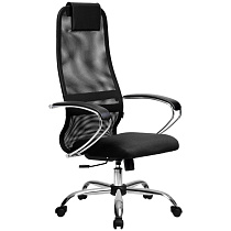 Кресло руководителя Метта SU-BK-8 CH, ткань-сетка черная №20, спинка-сетка, топ-ган (101/003, 131/003)