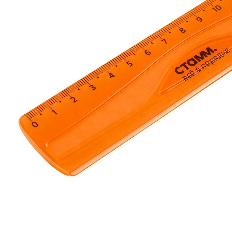 Линейка 30см СТАММ, пластиковая, гибкая, прозрачная, оранжевая, европодвес 