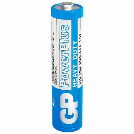 Батарейки КОМПЛЕКТ 4 шт., GP PowerPlus AAA (R03, 24G), солевые, мизинчиковые, в пленке, 24CEBRA-2S4