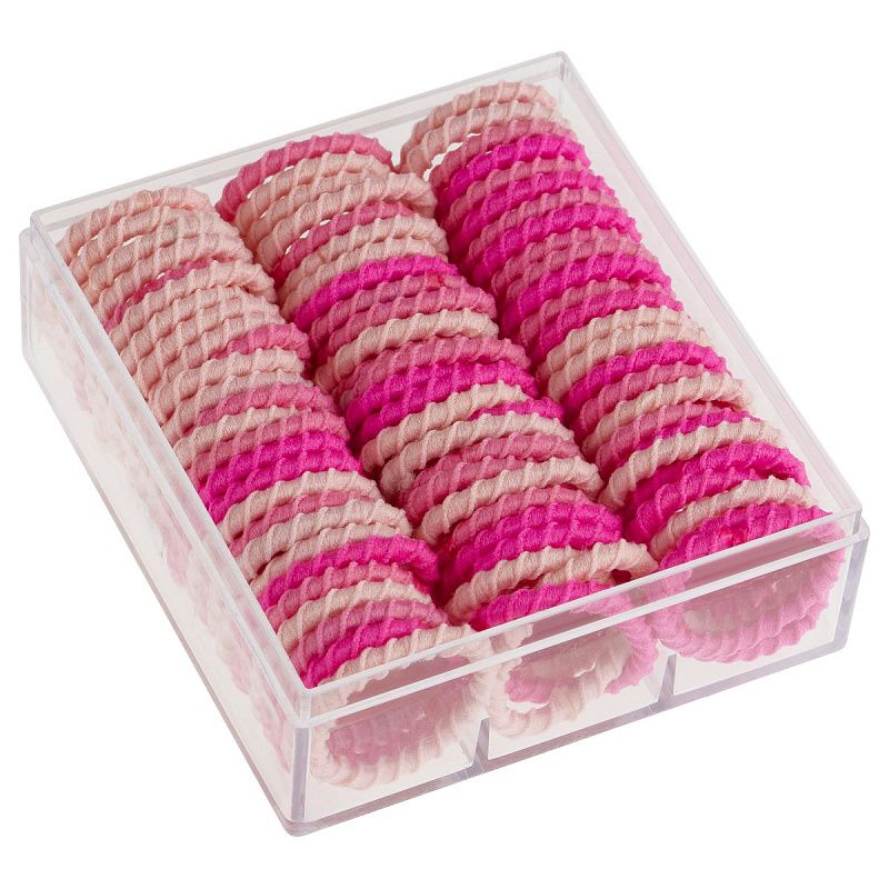 Резинки для волос MESHU, тонкие, розовые ассорти, диаметр 2см, 90шт., пластиковый бокс