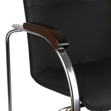 Стул Helmi HL-F03 "Самба", каркас металл хром, экокожа, черный, орех BOX2