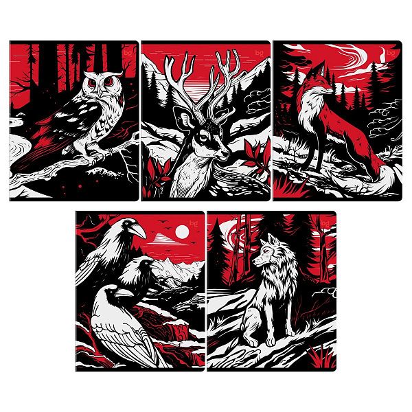 Тетрадь 48л., А5, клетка BG "Эксклюзив. Хищники", soft-touch ламинация, выб.лак, с форзацем, 70г/м2