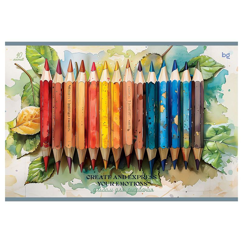 Альбом для рисования 40л., А4, на склейке BG "Карандаши", 120г/м2