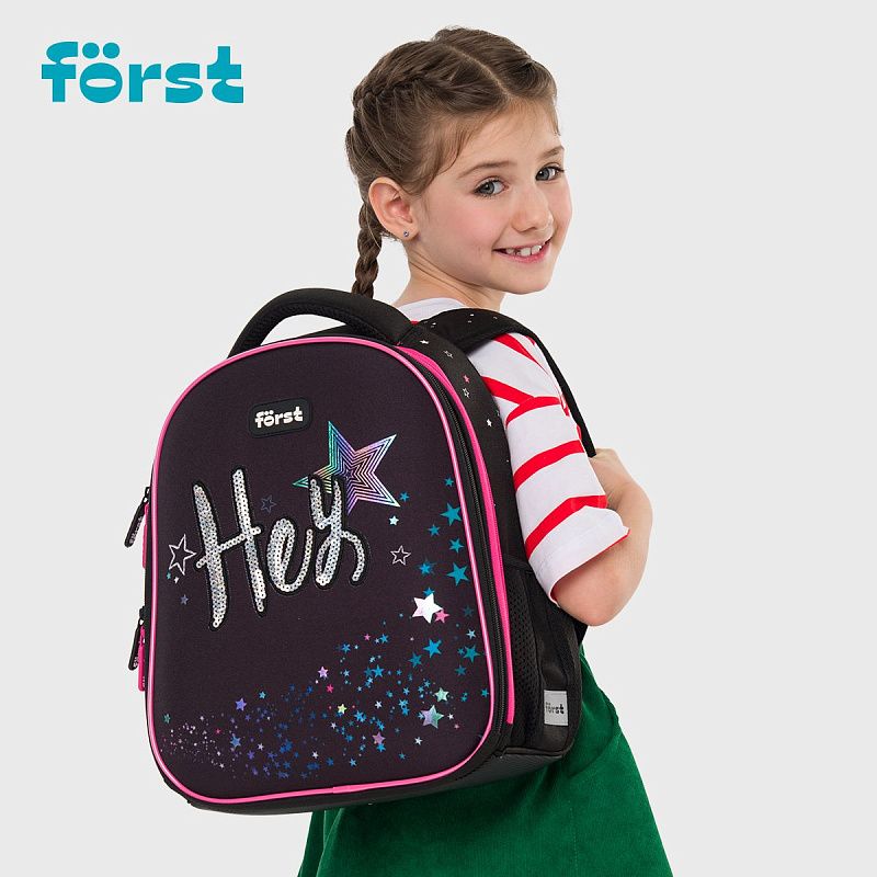 Ранец Först F-Top облегченный "Hey!" 36*28*15см, 2 отделения, 2 кармана, анатомическая спинка 