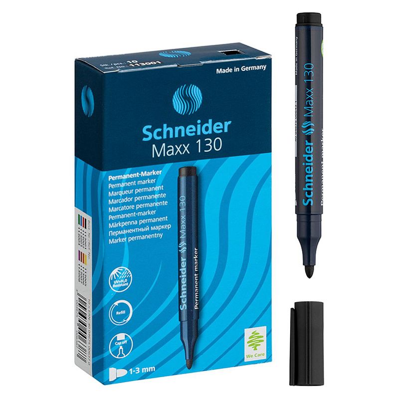 Маркер перманентный Schneider "Maxx 130" черный, пулевидный, 3мм 