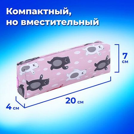 Пенал-косметичка ПИФАГОР, мягкий, "BEAR", прямоугольный, 20х7х4 см, 229266 