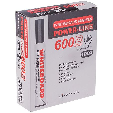 Маркер для белых досок Line Plus "600B" черный, пулевидный, 3мм 