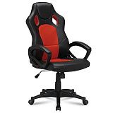 Кресло компьютерное BRABIX "Rider EX-544", экокожа черная/ткань красная, 531583