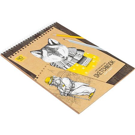 Скетчбук 40л., А4 ArtSpace "Craft style", на гребне, крафт, 80г/м2