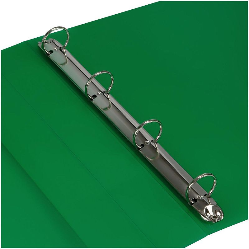 Папка на 4 кольцах СТАММ "Кристалл" А4, 40мм, 700мкм, пластик, зеленая 