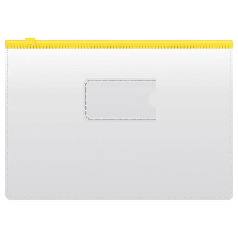 Папка-конверт на zip-молнии СТАММ А4, ПВХ, 120мкм, прозрачная, цветная молния, карман, ассорти 