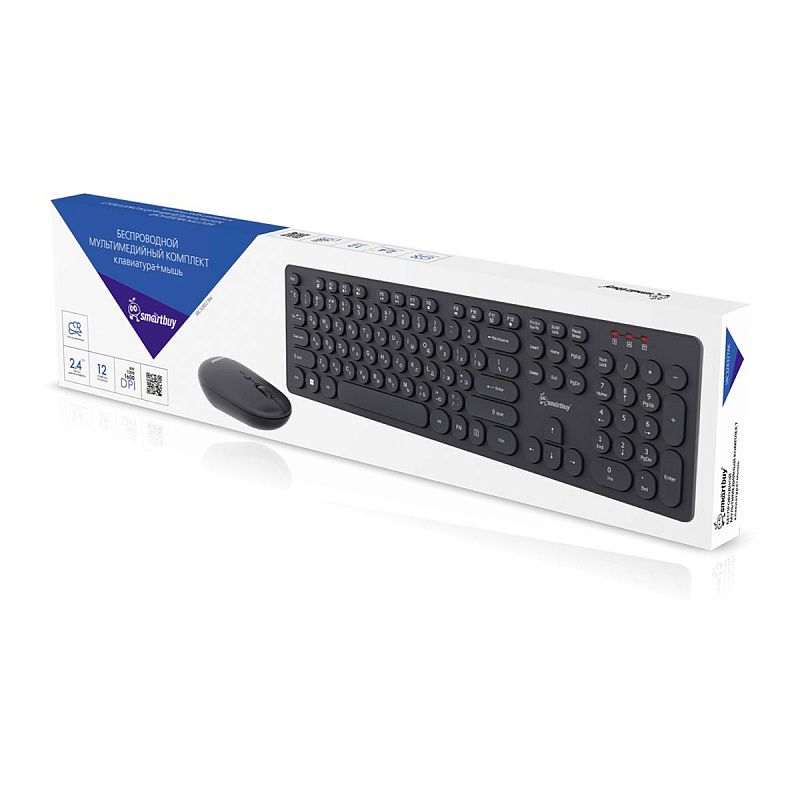 Комплект беспроводной клавиатура + мышь Smartbuy ONE 328327AG, USB, черный