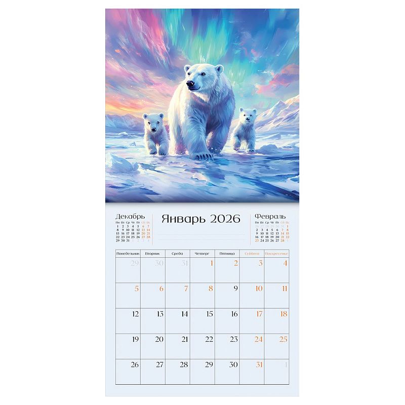 Календарь настенный перекидной на скрепке, 290*290 мм 12л. BG "В гармонии с природой", 2026г.