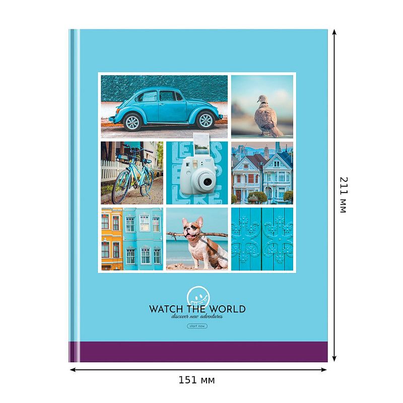 Бизнес-блокнот А5, 80л., евроформат, BG "Watch the world", глянцевая ламинация