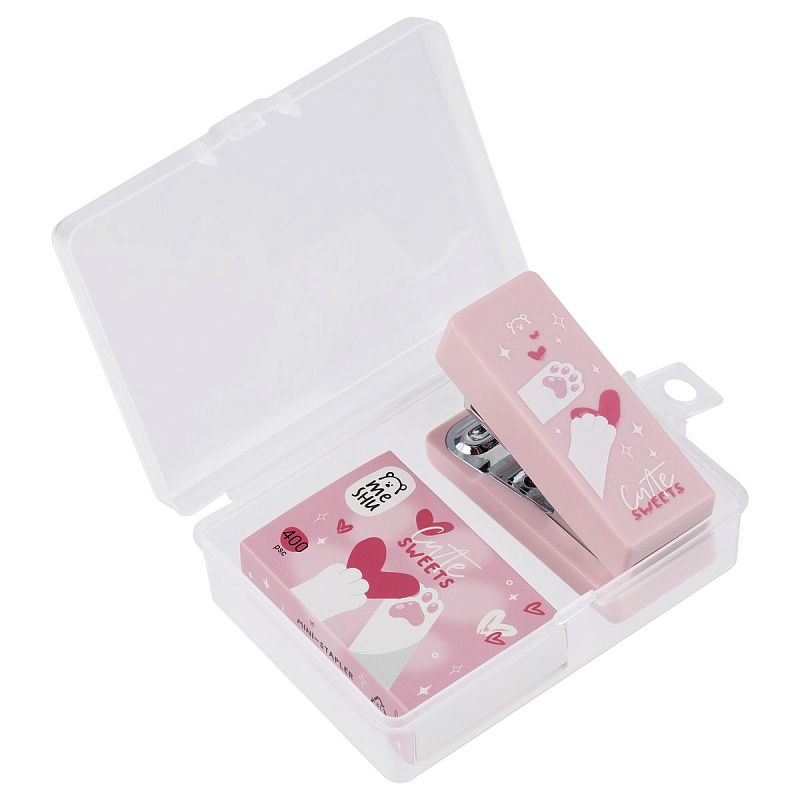 Набор MESHU "Cute sweets": мини-степлер №24/6 до 20л.; скобы №24/6; пластиковый бокс