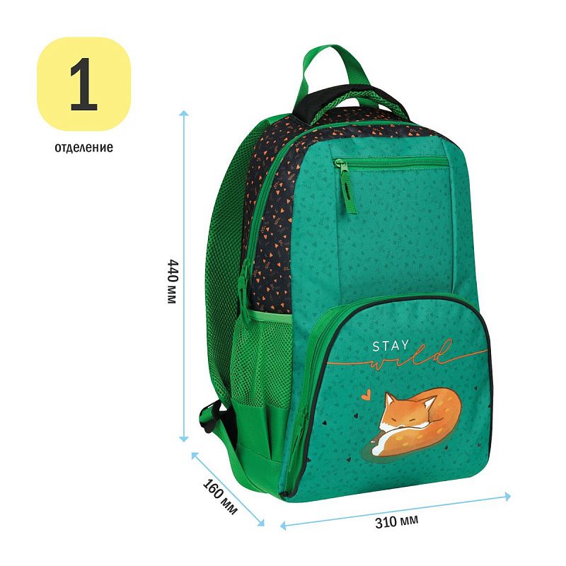 Рюкзак ArtSpace School "Foxy", 44*31*16см, 1 отделение, 4 кармана, уплотн. спинка 