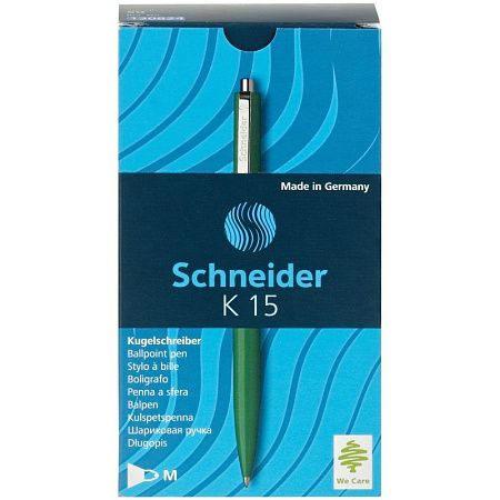 Ручка шариковая автоматическая Schneider "K15" синяя, 1,0мм, корпус зеленый, ш/к 