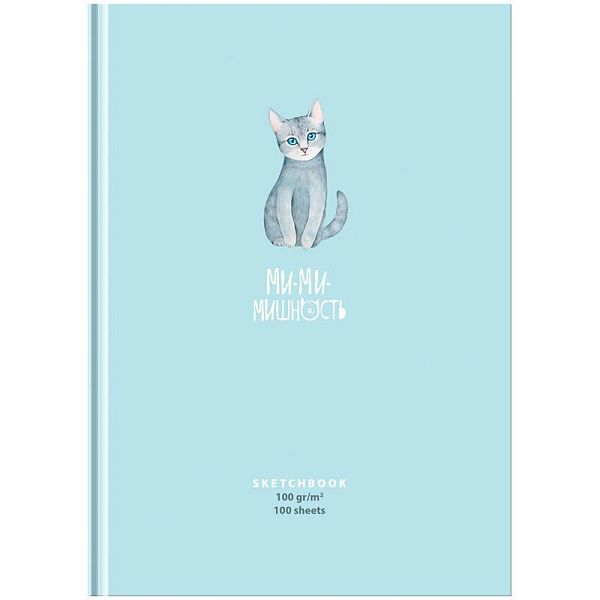 Скетчбук 100л., А5 7БЦ BG "Милая кошечка", матовая ламинация, выб. лак, 100г/м2