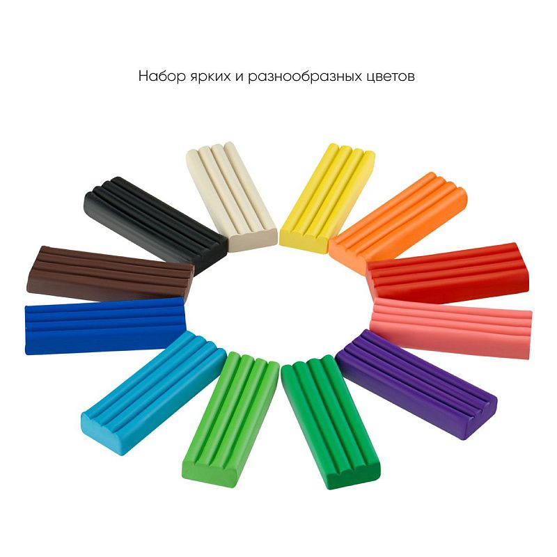 Пластилин Гамма, Юбилейная серия, 12 цветов, 240г, со стеком, картон. упаковка