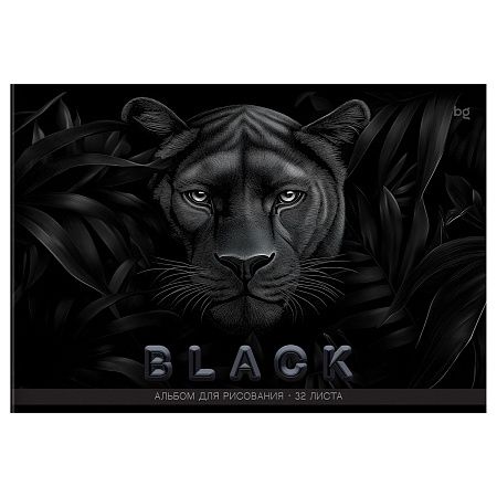 Альбом для рисования 32л., А4, на скрепке BG "Just black", soft-touch ламинация, выб. лак