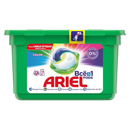 Капсулы для машинной стирки Ariel "Color", 3в1 Pods, 12шт*27г (ПОД ЗАКАЗ) 