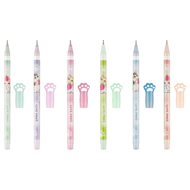 Ручка шариковая MESHU "Paw" 12шт., синие, 0,7мм, корпус ассорти, европодвес 