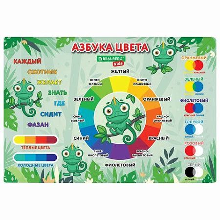 Настольное покрытие BRAUBERG KIDS для труда и творческих занятий, ПВХ, "Color map", 50х35 см, 272360