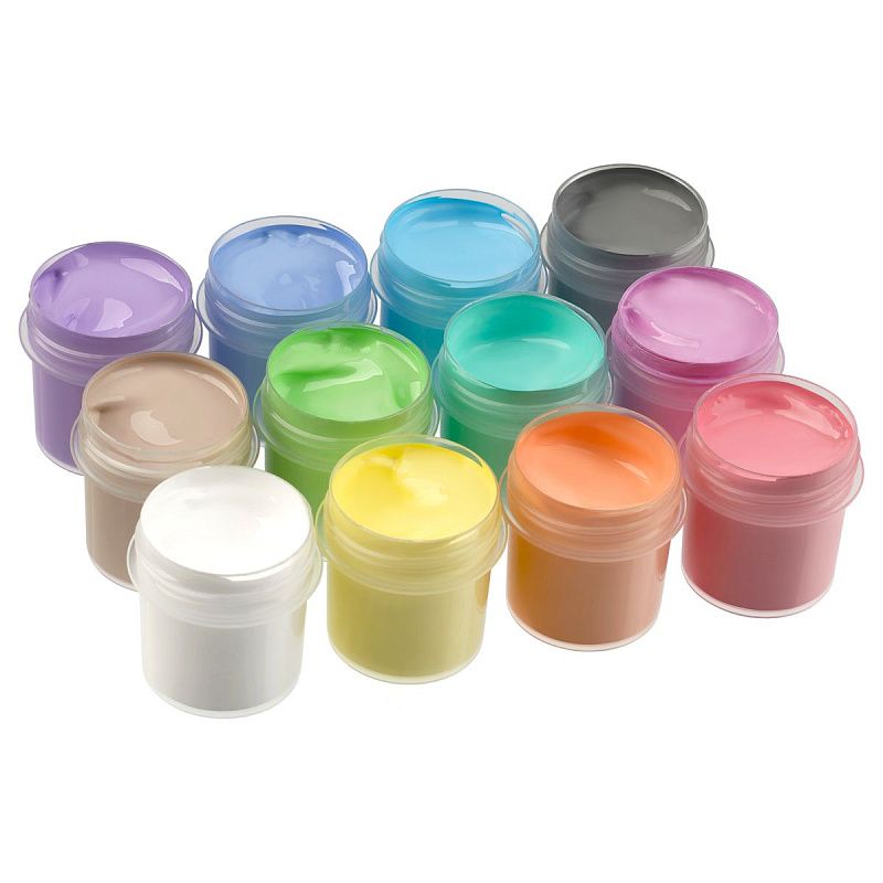 Краски акриловые декоративные Гамма "Хобби", 12 цветов, 20 мл, картон.упак., пастельные цвета