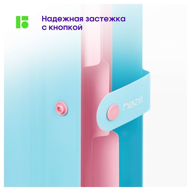 Папка 5 отделений Berlingo "Haze", А4, 600мкм, на кнопке, голубая, софт-тач 