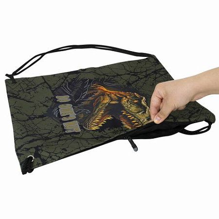 Мешок для обуви BRAUBERG PREMIUM, карман, подкладка, светоотражайка, 43х33 см, Dino attack, 272424 