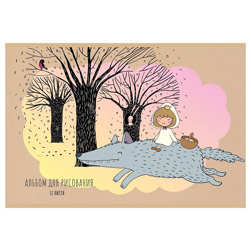 Альбом для рисования 32л., А4, на скрепке BG "Мир сказок", эконом
