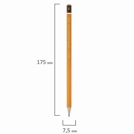 Карандаш чернографитный KOH-I-NOOR 1500, 1 шт., 7B, корпус желтый, заточенный, 150007B01170RU 