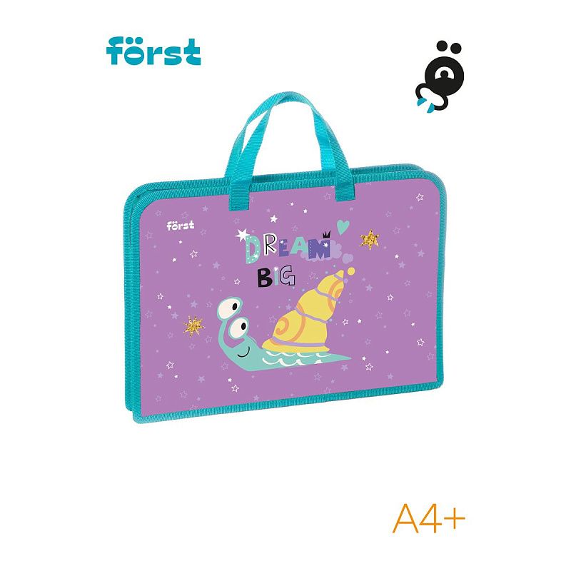 Папка с ручками 1 отделение, А4 Först "Snail dream", 340*245*40мм, пластик, на молнии 