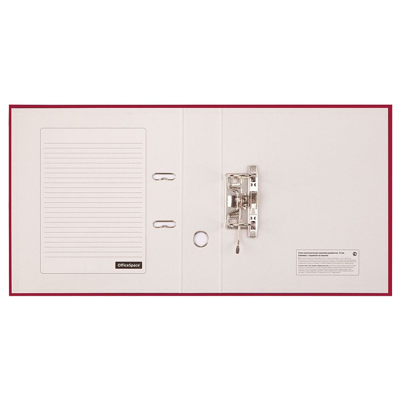 Папка-регистратор OfficeSpace, 70мм, бумвинил, с карманом на корешке, бордовая 