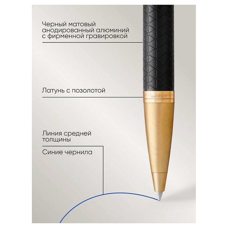 Ручка шариковая Parker "IM Premium Black/Gold GT" синяя, 1,0мм, кнопочн., подарочная упаковка 