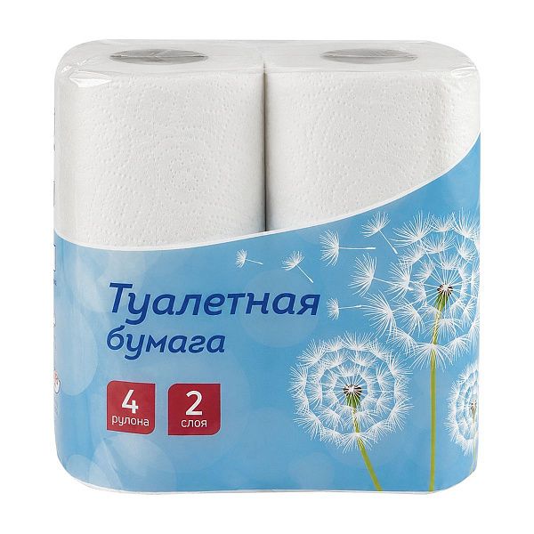 Бумага туалетная OfficeClean 2-слойная, 4шт., тиснение, белая