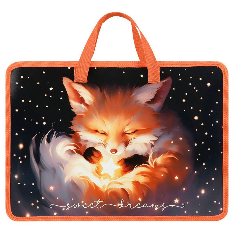 Папка с ручками А4 ArtSpace "The Magic Fox", пластик, на молнии, 70мм 