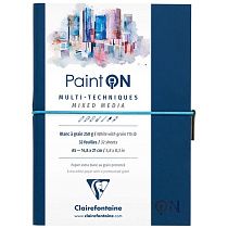 Скетчбук для смешанных техник 32л., А5 Clairefontaine "Paint ON", на сшивке, легкое зерно, резинка, кожзам, 250г/м2
