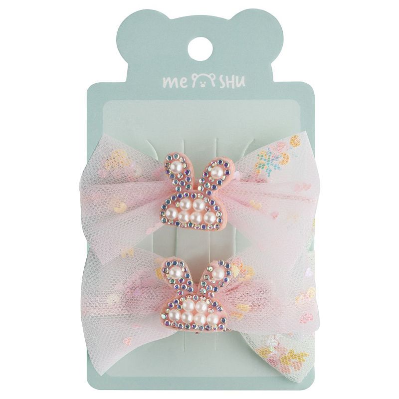 Заколки для волос MESHU, бант-прищепка, ассорти, 2шт., европодвес