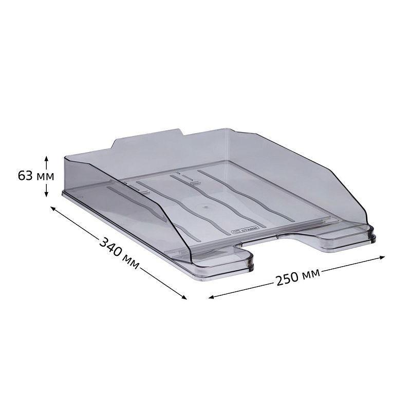 Лоток для бумаг горизонтальный СТАММ "Эксперт", тонированный серый