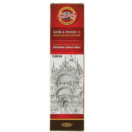Карандаш чернографитный KOH-I-NOOR 1500, 1 шт., 9H, корпус желтый, заточенный, 150009H01170 