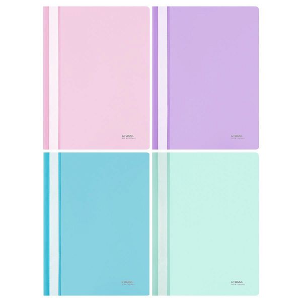 Папка-скоросшиватель пластик. СТАММ А4, 180мкм, пластик, пастельное ассорти