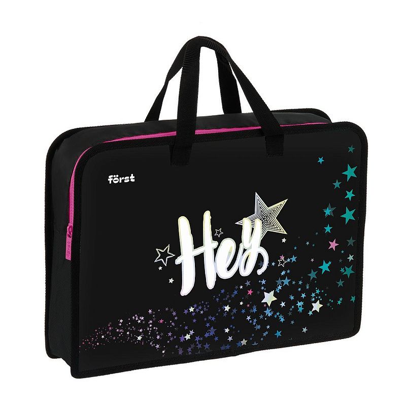 Папка с ручками 1 отделение, А4 Först "Hey!", 340*245*75мм, пластик, на молнии