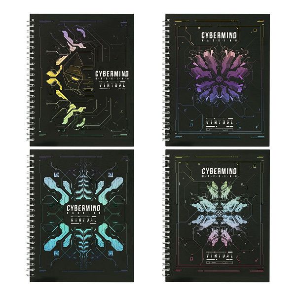 Тетрадь 80л., А5, клетка на гребне BG "Virtual", матовая ламинация, твердая обложка