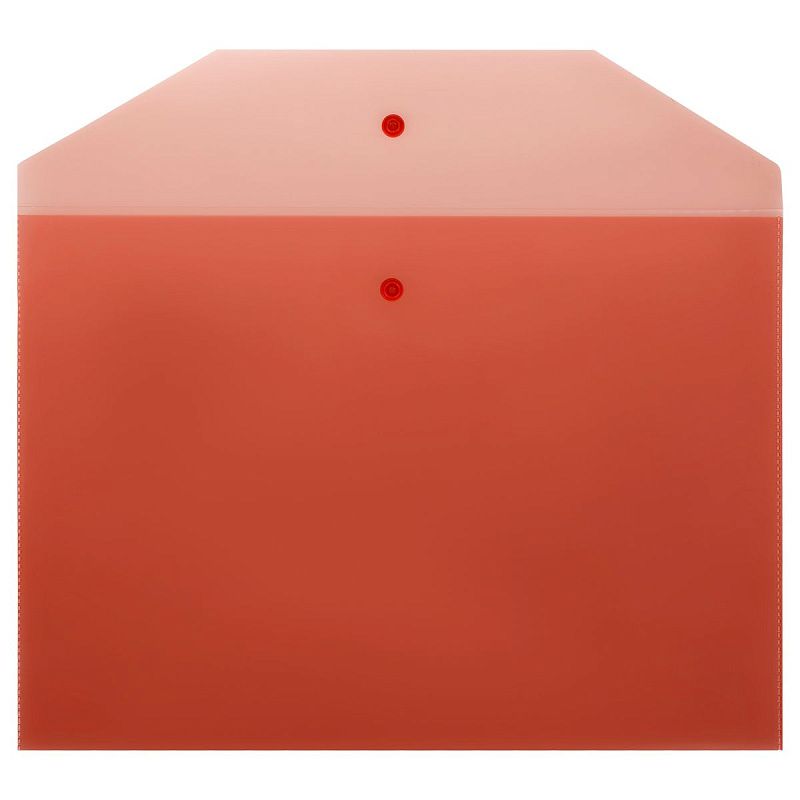 Папка-конверт на кнопке СТАММ А4, 120мкм, пластик, прозрачная, красная 