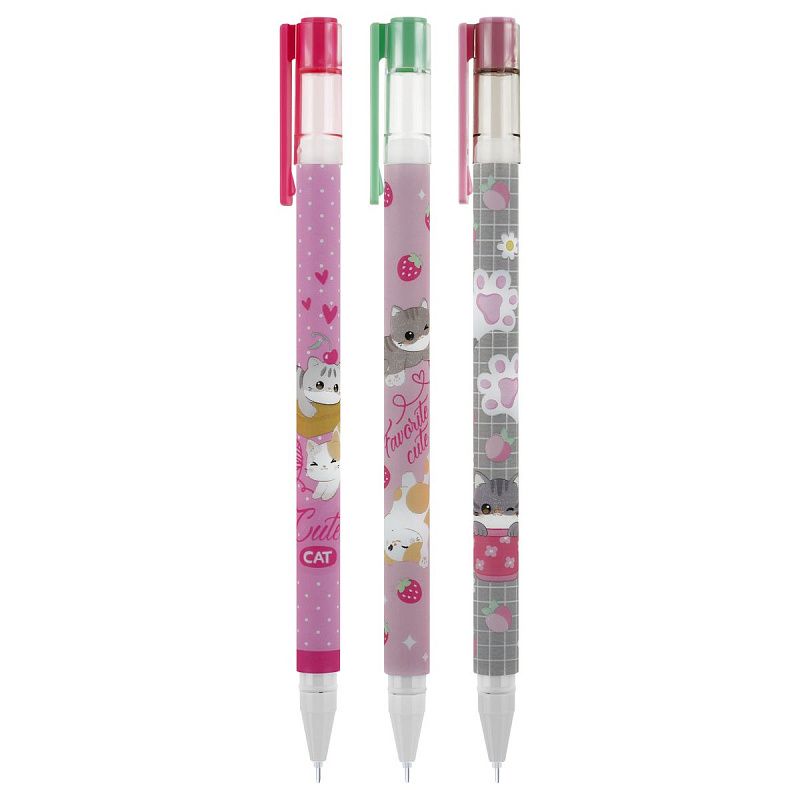 Ручка гелевая стираемая MESHU "Sweet paws" синяя, 0,5мм, корпус ассорти 