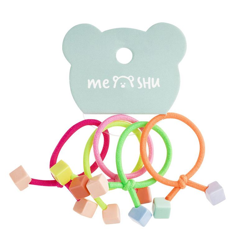 Резинки для волос MESHU с пластиковыми топперами, тонкие, ассорти, 5шт., европодвес